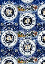 Бумага подарочная 80г/м, 100*70см "Новогодние часы" мелованная с одной стороны, с полноцветным декоративным рисунком 75180