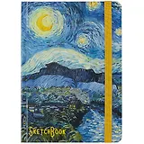 Скетчбук А5 80л "Ван Гог. Звёздная ночь-2 " 70г/м2, кремовая бумага, тв. переплет, резинка