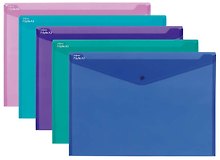 Папка -конверт А3 на кнопке «Polyfile», в ассортименте, прозрачная, Snopake
