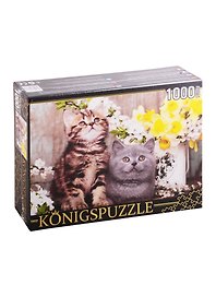 Пазл «Котята в весенних цветах» 1000 элементов, KonigsPuzzle