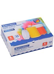 Краски акриловые 06цв 20мл по ткани BRAUBERG