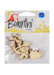 Набор декоративных элементов РТО Листочки (DZ40015) (Buratini) (фанера) (упаковка)