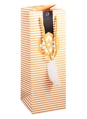 Пакет бутылочный 35*13*10 Орнамент нейтр., бум.мат.ламинат, ассорти