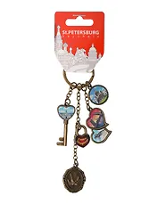 Сувенир АКМ Брелок метал. гроздь вст.фольга Санкт-Петербург цв.бронза