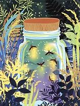 Книга для записей А6 64л кл. "Светлячки" 7БЦ, мат.лам, выб.лак, блестки «Золото», офсет