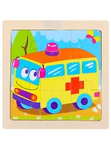 Деревянная пазл-рамка (12x12) "МАШИНА СКОРОЙ ПОМОЩИ" (9 элементов) (арт. G51)