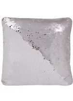 Подушка с пайетками белая с серебром (3870) (37х37)