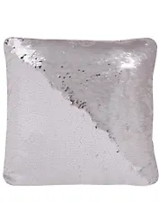 Подушка с пайетками белая с серебром (3870) (37х37)