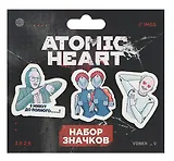 Набор значков Atomic heart Баба Зина (дерево) (3 штуки)