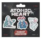 Набор значков Atomic heart Баба Зина (дерево) (3 штуки)