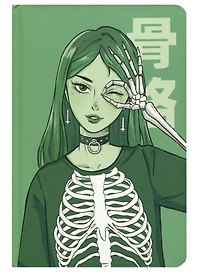 Книга для записей А5 48л тчк. "АНИМЕ. ДЕВУШКА-СКЕЛЕТ" 7БЦ, выб.лак, мат.ламинация