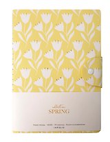 Бизнес-тетрадь А5, 96 листов, 140x200 мм "Spring" желтый, клетка, искусственная кожа