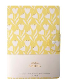 Бизнес-тетрадь А5, 96 листов, 140x200 мм "Spring" желтый, клетка, искусственная кожа