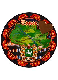 ГС Магнит Томск Карта-тарелочка (дерево с фурнитурой ) (7,5см)