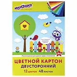 Картон цветной 12цв 48л А4 тонированный в массе, 180г/м2, склейка