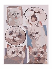 Картина-раскраска по номерам «Стикерпак кот», 30 х 40 см, на подрамнике, Red Panda
