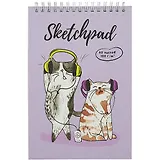 Скетчбук А5 60л "Веселые котики" белый офсет, 100г/м2, тв.обложка, гребень