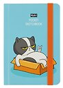 Скетчбук А6 48л "Pocket Скетчбук. Кот (синий)" белый офсет, резинка, тв.обложка