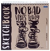 Скетчбук «Today vibes», 240х240 мм, 30 листов, 160 г/м2, крафт, чёрный, Hatber - 0