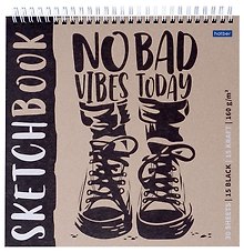 Скетчбук 240*240 30л "Today vibes" 160г/м2, тв. обложка, спираль, крафт и черн. офсет
