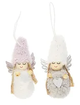 Новогоднее подвесное украшение Девочка-ангел в шапочке (текстиль) (9см) (12-06277-NY-8)