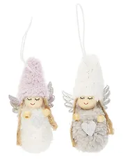 Новогоднее подвесное украшение Девочка-ангел в шапочке (текстиль) (9см) (12-06277-NY-8)