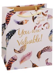 Пакет подарочный бумажный А5 "You are valuable", женский