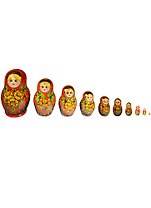 Матрешка 10 предм. "Узор", арт. С-11 (95 с поталью)