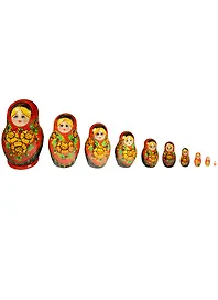 Матрешка 10 предм. "Узор", арт. С-11 (95 с поталью)
