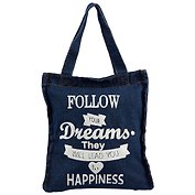 Сумка-шоппер джинсовая на молнии Follow your dreams (40*33см) (темно-синий)