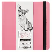 Скетчбук 165*165 48л "КОРГИ" белый офсет 160г/м2, тв.обложка, мат.ламинация, резинка