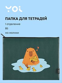 Папка для тетрадей «Капибар Капибаров» В5, на молнии, Yoi