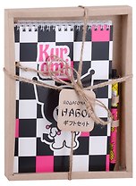 Блокнот А5 60л "Kuromi. Черно-белый" +ручка шариковая автоматическая, подар. уп.