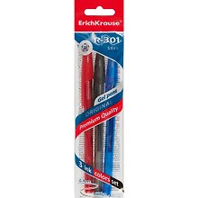Ручки гелевые Erich Krause, R-301 Original Gel Stick, синяя, черная, красная 0,5 мм
