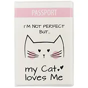Обложка для паспорта My cat loves me (ПВХ бокс) (ОП2018-186)