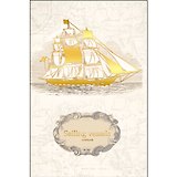 Книга для записей А5 100л кл. "Старинный корабль" 7БЦ, мат.ламинация, тиснение фольгой, бел.блок, ляссе, Listoff