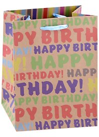 Пакет А5 23*18*10 "Happy Birthday to you" нейтр., бум.мат