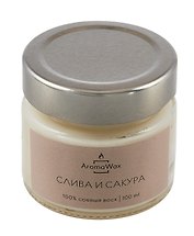 Свеча ароматическая в стеклянной баночке Слива и сакура (100 мл) (AromaWax)