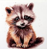 Холст с красками по номерам "Малыши-животные. Енотик-полоскун", 20 х 20 см