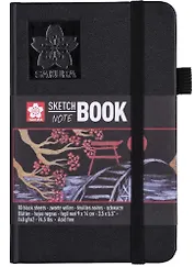 Скетчбук А6 80л 140г/м2, черн.бумага, черн.тв.обл., резинка