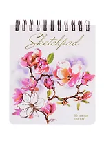 Скетчбук 155*180 80л "Весенние цветы" белый офсет, 160г/м2, тв.обложка, широкая евроспираль