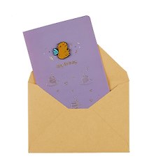 Открытка со значком «Капибара Фея», картон, металл, 15х11