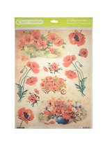 Рисовая бумага для декупажа Craft Premier Маки в вазочке (CР08493) (А3) (25г/м)