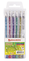 Ручки гелевые Brauberg, Jet, 6 цветов 0,7 мм