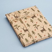 Бумага подарочная 70*100см Новогодние олени цветная