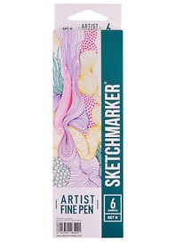 Ручки капиллярные 6цв Artist fine pen Basic 2, к/к, Sketchmarker