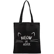 Сумка-шоппер "Meow or never" черная, текстиль, 40*32/35см, с 2 ручками  СК2019-14