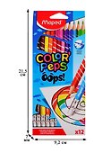 Карандаши цветные с ластиком «Color'Peps Oops», Maped, 12 цветов - 1