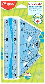 Линейка Набор чертежный Maped Flex Mini (ЛИН 15см,2 угольн,трансп), ассорти, блистер, 244069