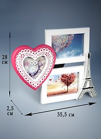 Фоторамка на 3 фотографии Сердце (32х28) (6714036)